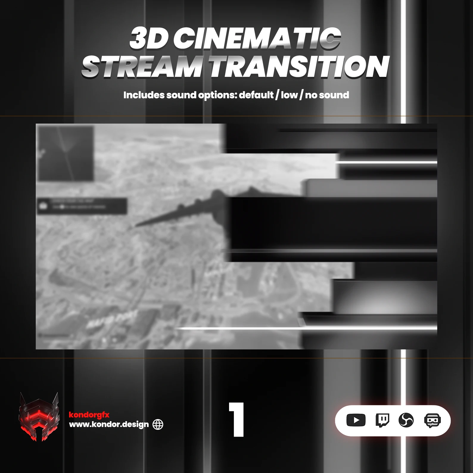 3D Black & White Lines Stinger Transition