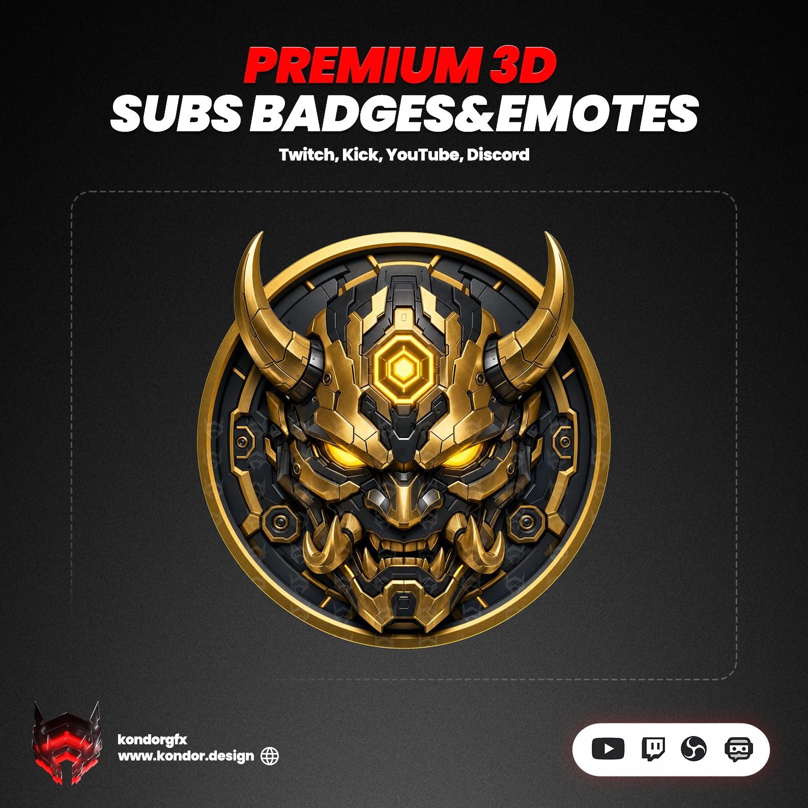9 Premium 3D Oni Sub Badges