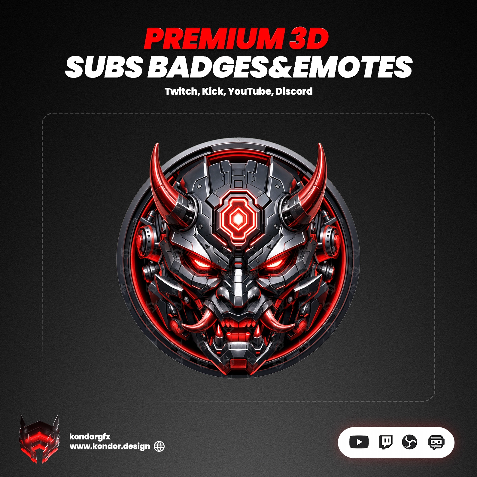 9 Premium 3D Oni Sub Badges
