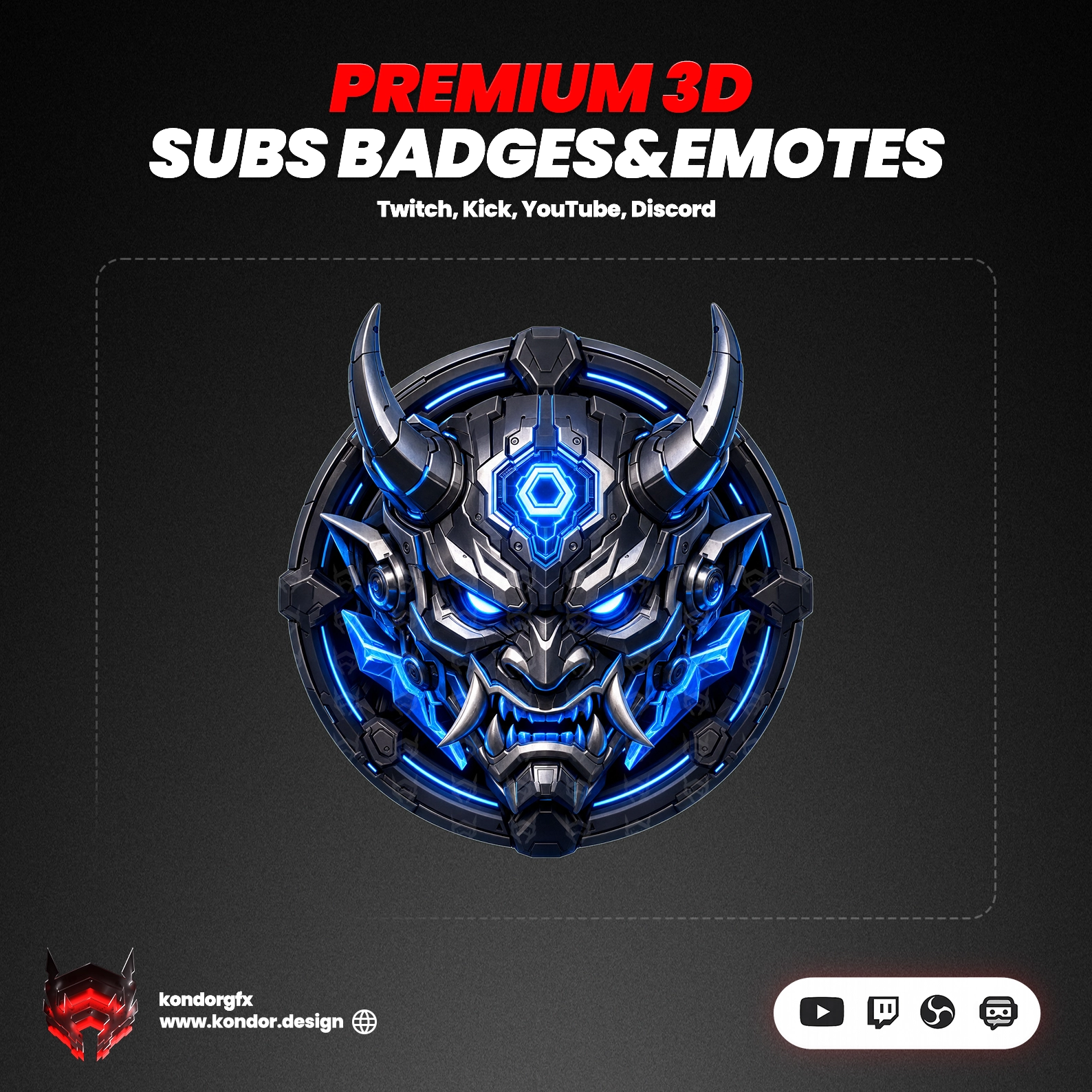 9 Premium 3D Oni Sub Badges
