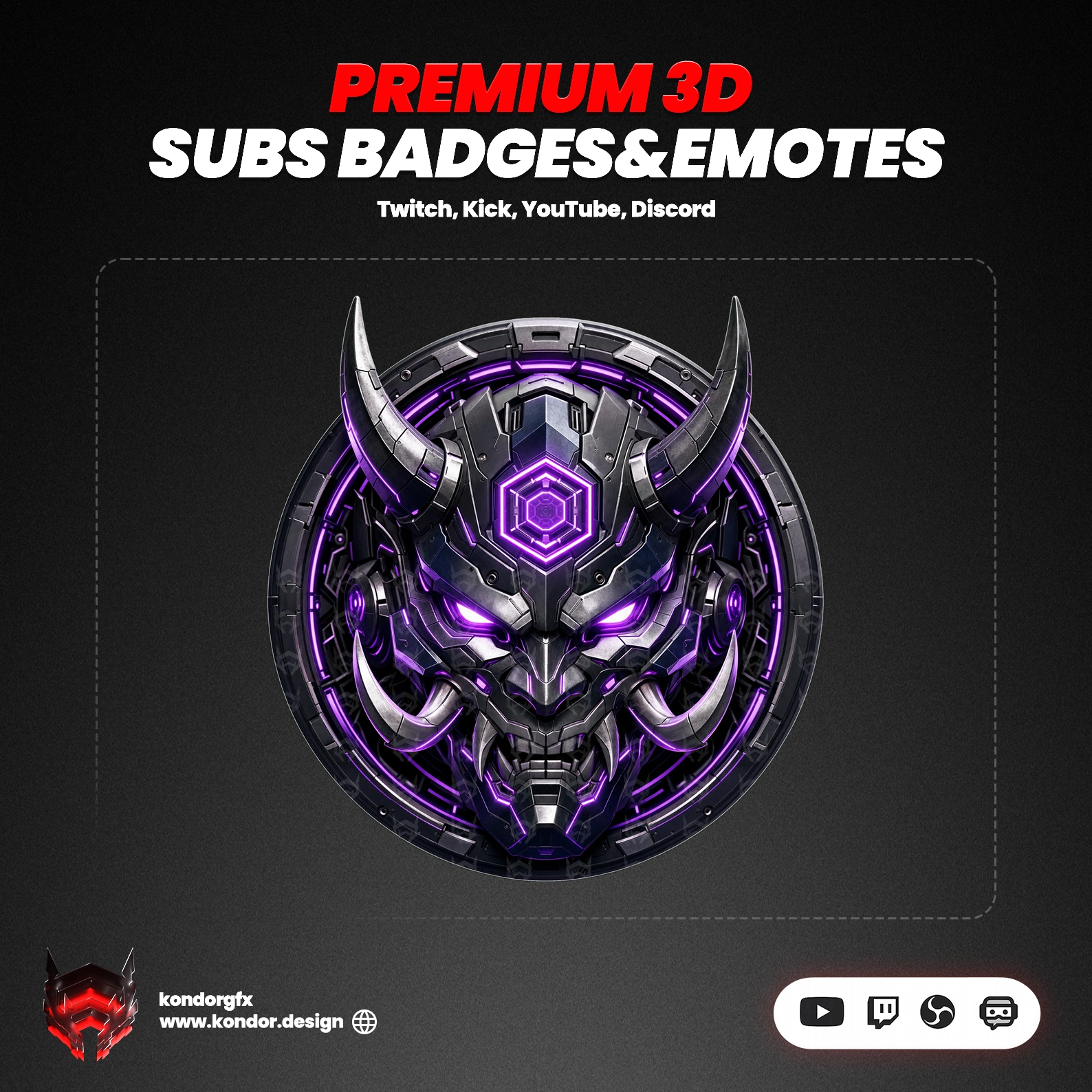 9 Premium 3D Oni Sub Badges