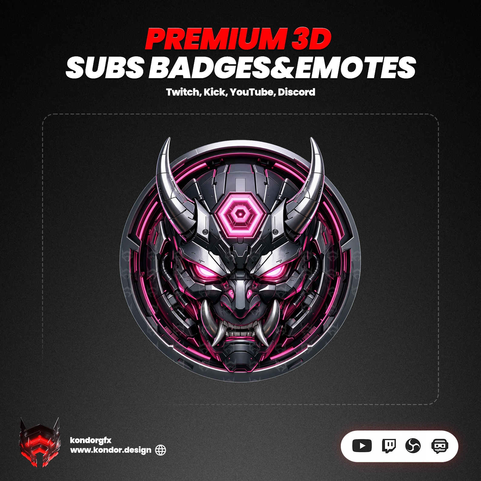 9 Premium 3D Oni Sub Badges
