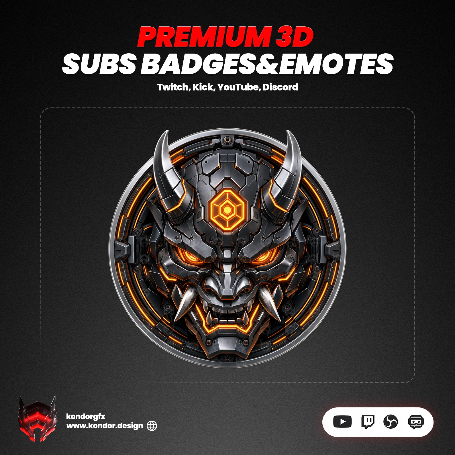 9 Premium 3D Oni Sub Badges