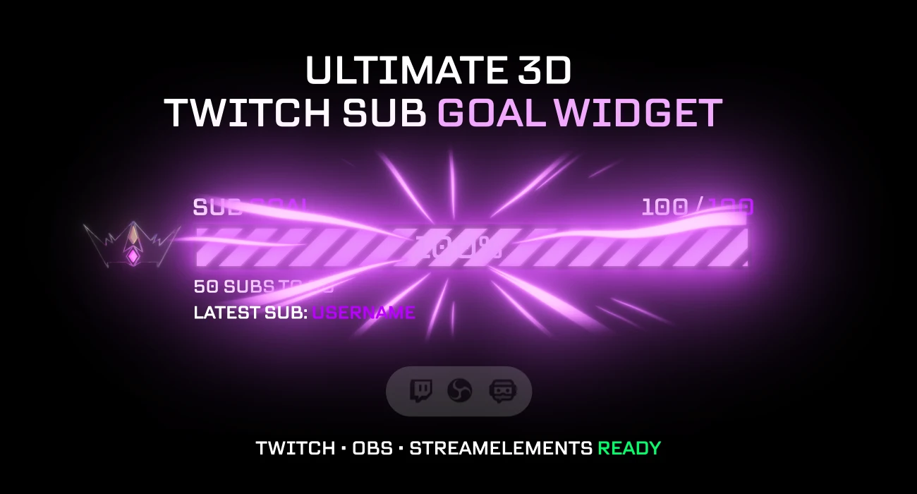 Ultimate 3D Twitch Sub Goal Widget